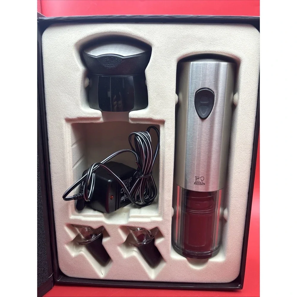 Peugeot Elis Rechargeable Electric Corkscrew Wine Opener w/Foil Cutter & Spouts